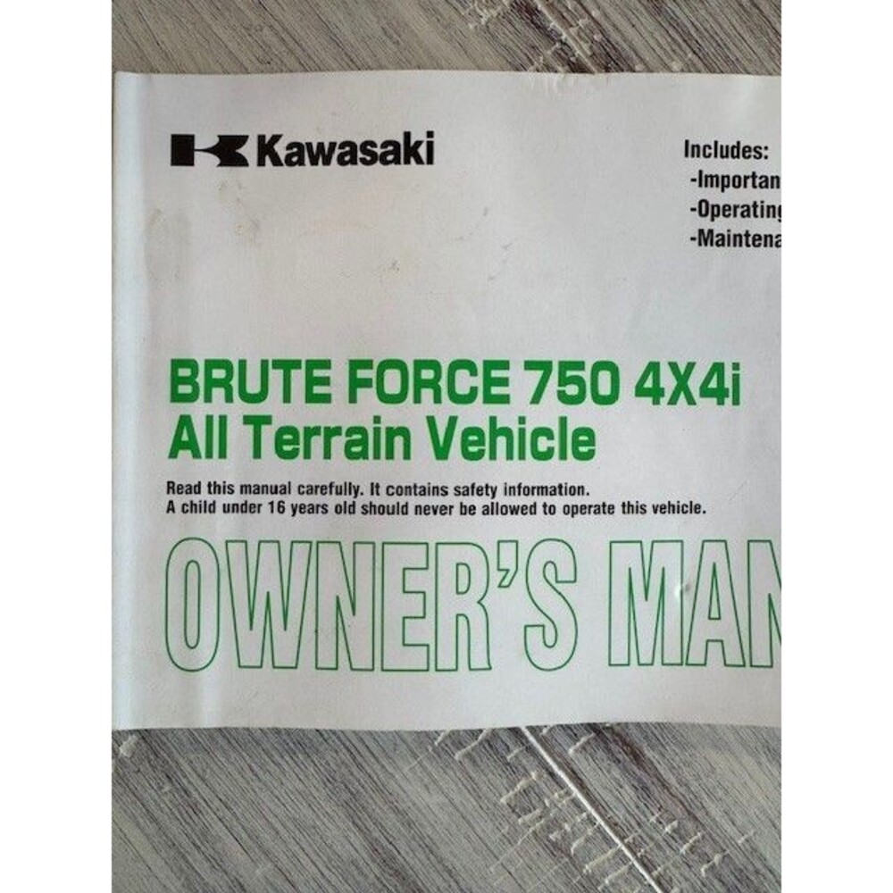 Kawasaki BRUTE FORCE 750 4x4i All‎ Terrain Owners Manual Part No 99987-1382 - Picture 3 of 4